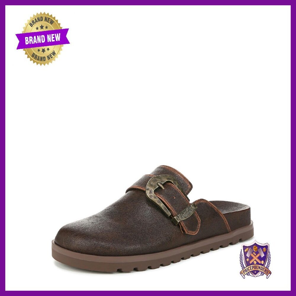 Women's Slip-On Flats with Decorative Buckle, Faux Leather - Picture 1 of 8